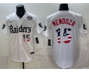 Men's Las Vegas Raiders #15 Fernando Mendoza White USA 250 Fourth of July 'Gothic Sin City Shadows Edition' Vapor Limited Stitched Baseball Jersey