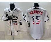 Men's Las Vegas Raiders #15 Fernando Mendoza White USA 250 Fourth of July Vapor Limited Stitched Baseball Jersey