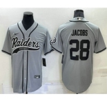 Men's Las Vegas Raiders #28 Josh Jacobs Grey Stitched MLB Cool Base Nike Baseball Jersey