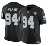 Men's Las Vegas Raiders #94 Christian Wilkins Black 2024 F.U.S.E 65th Anniversary Patch Vapor Stitched Football Jersey