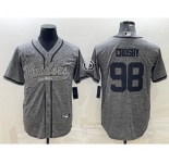 Men's Las Vegas Raiders #98 Maxx Crosby Gray With Patch Cool Base Stitched Baseball Jersey