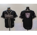 Men's Las Vegas Raiders Black Team Big Logo With Patch Cool Base Stitched Baseball Jersey