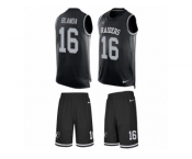 Men's Nike Oakland Raiders #16 George Blanda Limited Black Tank Top Suit NFL Jersey