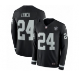 Men's Nike Oakland Raiders #24 Marshawn Lynch Limited Black Therma Long Sleeve NFL Jersey