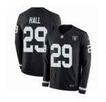 Men's Nike Oakland Raiders #29 Leon Hall Limited Black Therma Long Sleeve NFL Jersey