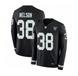 Men's Nike Oakland Raiders #38 Nick Nelson Limited Black Therma Long Sleeve NFL Jersey