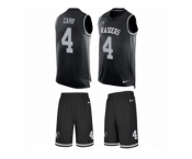 Men's Nike Oakland Raiders #4 Derek Carr Limited Black Tank Top Suit NFL Jersey