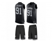 Men's Nike Oakland Raiders #91 Shilique Calhoun Limited Black Tank Top Suit NFL Jersey