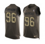 Men's Nike Oakland Raiders #96 Cornellius Carradine Limited Green Salute to Service Tank Top NFL Jersey