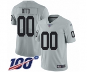 Men's Oakland Raiders #00 Jim Otto Limited Silver Inverted Legend 100th Season Football Jersey