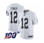 Men's Oakland Raiders #12 Kenny Stabler White Vapor Untouchable Limited Player 100th Season Football Jersey
