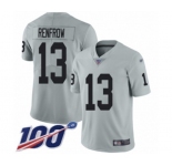 Men's Oakland Raiders #13 Hunter Renfrow Limited Silver Inverted Legend 100th Season Football Jersey