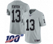 Men's Oakland Raiders #13 Hunter Renfrow Limited Silver Inverted Legend 100th Season Football Jersey