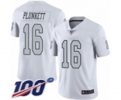 Men's Oakland Raiders #16 Jim Plunkett Limited White Rush Vapor Untouchable 100th Season Football Jersey