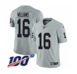 Men's Oakland Raiders #16 Tyrell Williams Limited Silver Inverted Legend 100th Season Football Jersey