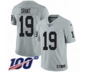 Men's Oakland Raiders #19 Ryan Grant Limited Silver Inverted Legend 100th Season Football Jersey
