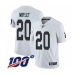 Men's Oakland Raiders #20 Daryl Worley White Vapor Untouchable Limited Player 100th Season Football Jersey