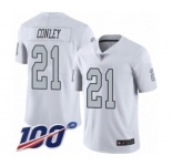 Men's Oakland Raiders #21 Gareon Conley Limited White Rush Vapor Untouchable 100th Season Football Jersey