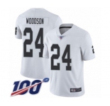 Men's Oakland Raiders #24 Charles Woodson White Vapor Untouchable Limited Player 100th Season Football Jersey