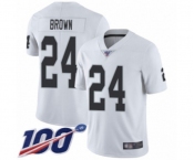 Men's Oakland Raiders #24 Willie Brown White Vapor Untouchable Limited Player 100th Season Football Jersey