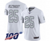 Men's Oakland Raiders #25 Fred Biletnikoff Limited White Rush Vapor Untouchable 100th Season Football Jersey