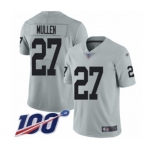 Men's Oakland Raiders #27 Trayvon Mullen Limited Silver Inverted Legend 100th Season Football Jersey