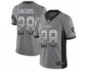 Men's Oakland Raiders #28 Josh Jacobs Limited Gray Rush Drift Fashion Football Jersey