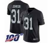 Men's Oakland Raiders #31 Isaiah Johnson Black Team Color Vapor Untouchable Limited Player 100th Season Football Jersey