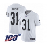 Men's Oakland Raiders #31 Isaiah Johnson White Vapor Untouchable Limited Player 100th Season Football Jersey