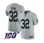 Men's Oakland Raiders #32 Jack Tatum Limited Silver Inverted Legend 100th Season Football Jersey
