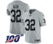Men's Oakland Raiders #32 Marcus Allen Limited Silver Inverted Legend 100th Season Football Jersey