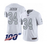 Men's Oakland Raiders #34 Bo Jackson Limited White Rush Vapor Untouchable 100th Season Football Jersey