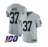 Men's Oakland Raiders #37 Lester Hayes Limited Silver Inverted Legend 100th Season Football Jersey