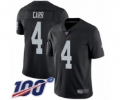 Men's Oakland Raiders #4 Derek Carr Black Team Color Vapor Untouchable Limited Player 100th Season Football Jersey