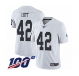 Men's Oakland Raiders #42 Ronnie Lott White Vapor Untouchable Limited Player 100th Season Football Jersey