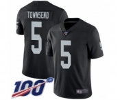Men's Oakland Raiders #5 Johnny Townsend Black Team Color Vapor Untouchable Limited Player 100th Season Football Jersey