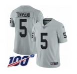 Men's Oakland Raiders #5 Johnny Townsend Limited Silver Inverted Legend 100th Season Football Jersey