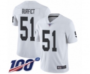 Men's Oakland Raiders #51 Vontaze Burfict White Vapor Untouchable Limited Player 100th Season Football Jersey