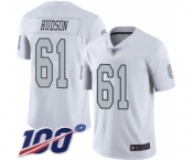 Men's Oakland Raiders #61 Rodney Hudson Limited White Rush Vapor Untouchable 100th Season Football Jersey