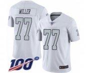 Men's Oakland Raiders #77 Kolton Miller Limited White Rush Vapor Untouchable 100th Season Football Jersey