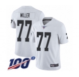 Men's Oakland Raiders #77 Kolton Miller White Vapor Untouchable Limited Player 100th Season Football Jersey