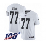 Men's Oakland Raiders #77 Trent Brown White Vapor Untouchable Limited Player 100th Season Football Jersey