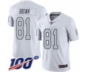 Men's Oakland Raiders #81 Tim Brown Limited White Rush Vapor Untouchable 100th Season Football Jersey