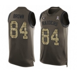 Men's Oakland Raiders #84 Antonio Brown Limited Green Salute to Service Tank Top Football Jersey