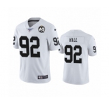 Men's Oakland Raiders #92 P.J. Hall White 60th Anniversary Vapor Untouchable Limited Player 100th Season Football Jersey