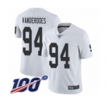 Men's Oakland Raiders #94 Eddie Vanderdoes White Vapor Untouchable Limited Player 100th Season Football Jersey