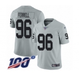 Men's Oakland Raiders #96 Clelin Ferrell Limited Silver Inverted Legend 100th Season Football Jersey