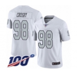 Men's Oakland Raiders #98 Maxx Crosby Limited White Rush Vapor Untouchable 100th Season Football Jersey