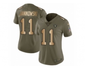 Women Nike Oakland Raiders #11 Sebastian Janikowski Limited Olive Gold 2017 Salute to Service NFL Jersey