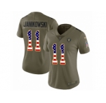 Women Nike Oakland Raiders #11 Sebastian Janikowski Limited Olive USA Flag 2017 Salute to Service NFL Jersey